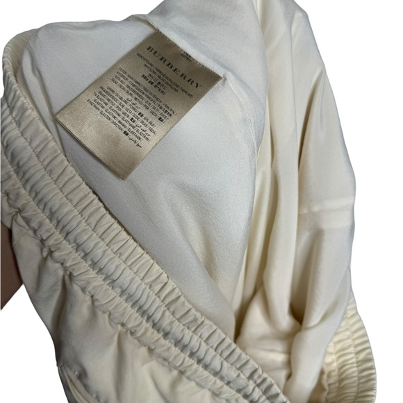 Burberry | Silk Track Pants in Cream with Black Piping US 8 - Picture 10 of 12